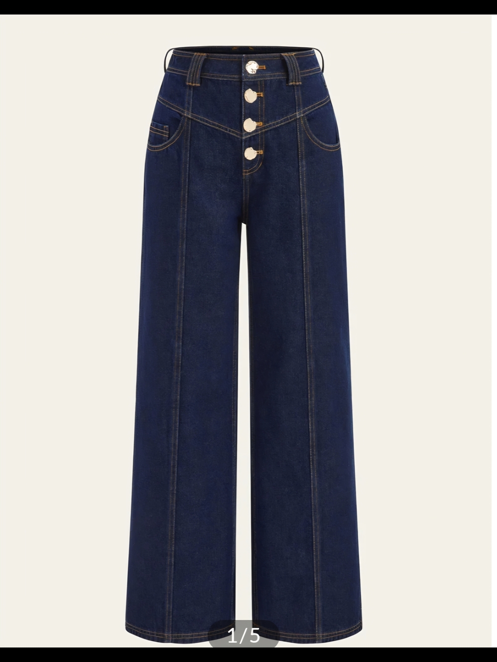 High-Rise Wide-Leg Button Front Women’s Jeans - Dark Blue